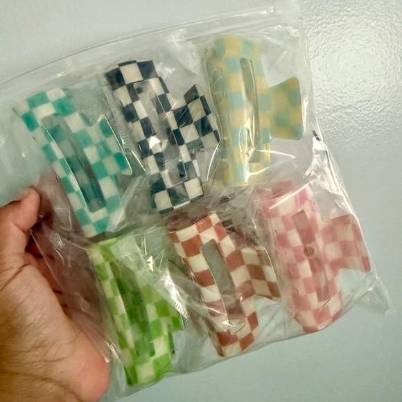 Checkered Hair Claw Clips Set - Picture 1 of 3